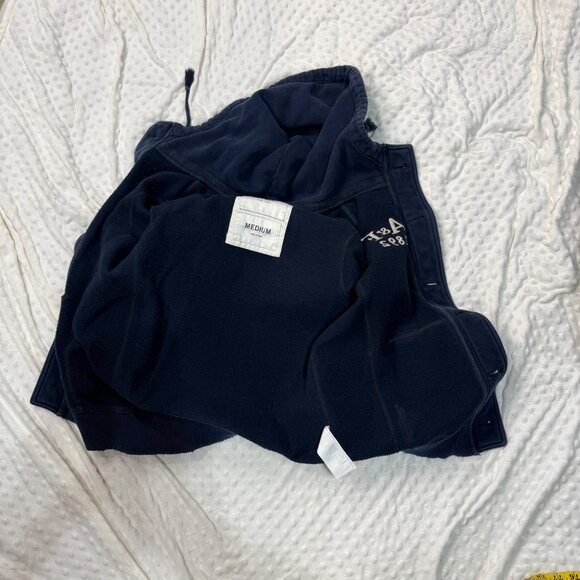 ABERCROMBIE & FITCH Hough Peak Muscle Blue Distressed Hoodie Sweater Mens Sz M - Picture 4 of 11